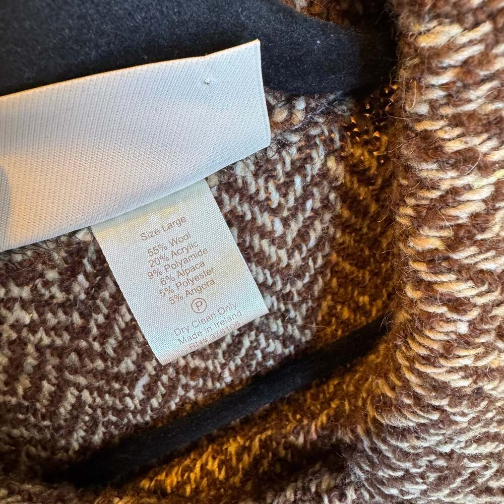 Boyne Valley Weavers Ireland Brown Herringbone Wool Tweed Coat Jacket L - Picture 4 of 6